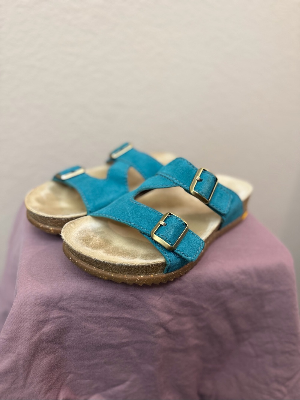 Dansko Teal Double-Buckle Slide Sandals